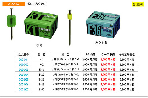 DAICHIKU 仮釘/カクシ釘 K-1 小箱(1,350本) | 現場リズム